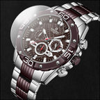 Men's Brown Carbon Fiber Dial Two-Tone Chronograph Watch