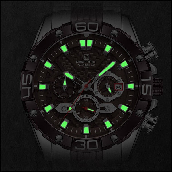 Men's Brown Carbon Fiber Dial Two-Tone Chronograph Watch
