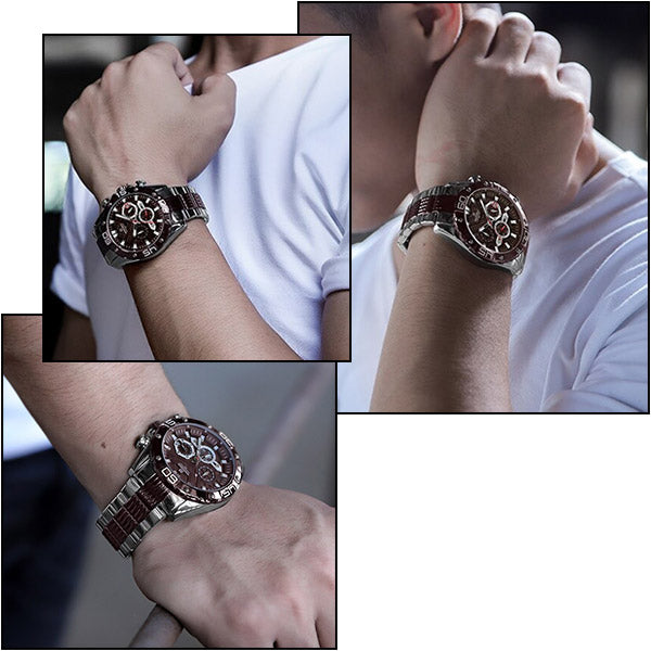 Men's Brown Carbon Fiber Dial Two-Tone Chronograph Watch
