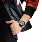 Men's Sporty Chronograph Watch with White Textured Dial
