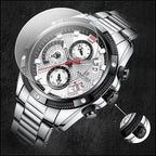 Men's Sporty Chronograph Watch with White Textured Dial