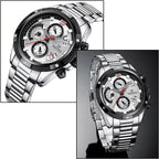 Men's Sporty Chronograph Watch with White Textured Dial