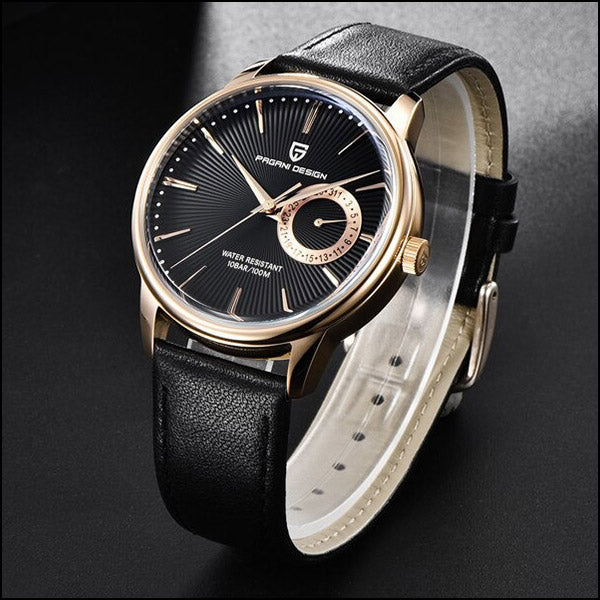 PAGANI DESIGN Rose Gold Black Textured Dial Watch