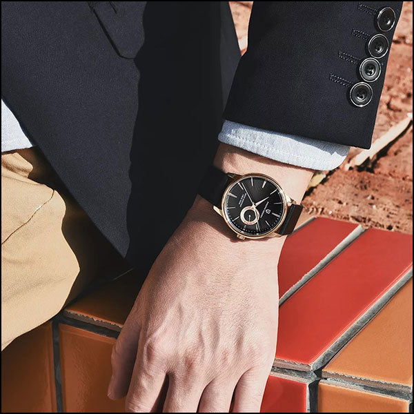 PAGANI DESIGN Rose Gold Black Textured Dial Watch