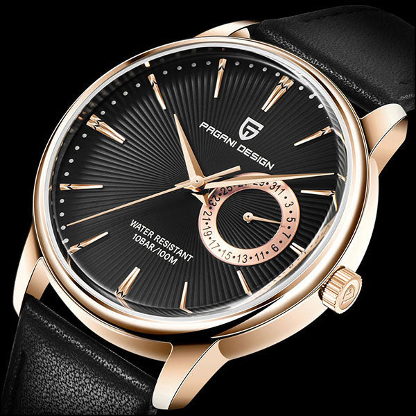 PAGANI DESIGN Rose Gold Black Textured Dial Watch