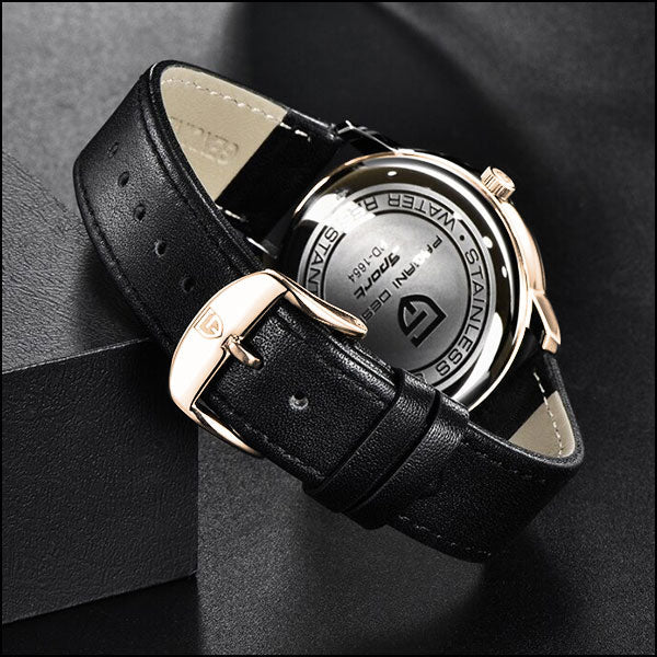 PAGANI DESIGN Rose Gold Black Textured Dial Watch