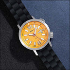 Orange Dial Automatic Watch with Black Silicone Strap