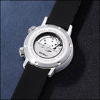 Orange Dial Automatic Watch with Black Silicone Strap