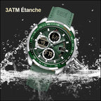 Men's Green Dual Display Quartz Chronograph Watch