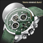 Men's Green Dual Display Quartz Chronograph Watch