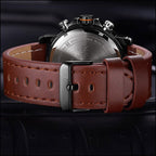 Men's Black Analog Digital Sport Watch, Brown Leather