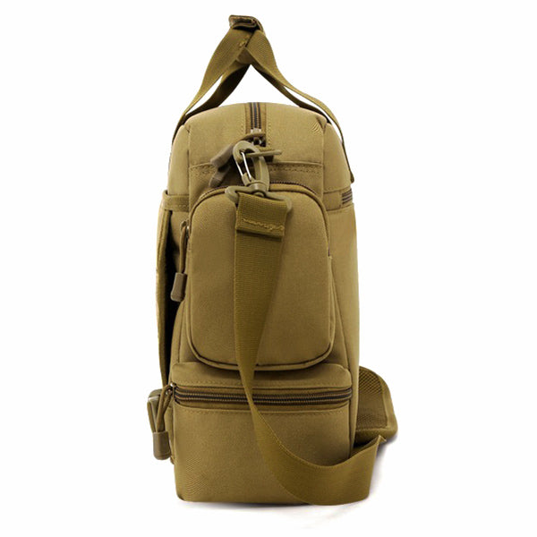 Khaki Tactical Nylon Messenger Bag with MOLLE