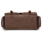 Brown Canvas Messenger Bag with Vintage Buckle Straps