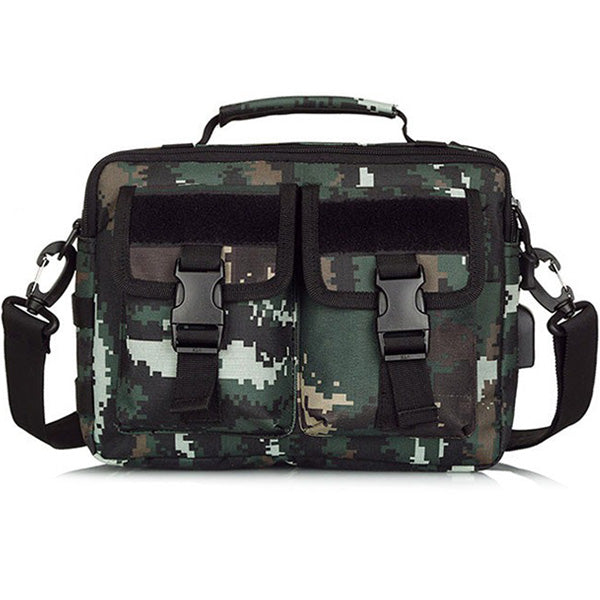 Digital Camo Utility Messenger Bag with Buckles