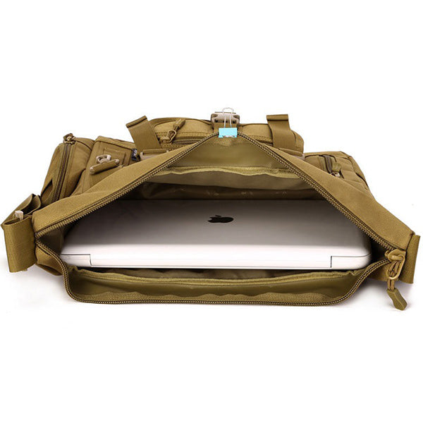 Tactical Olive Green Multi-Pocket Messenger Bag