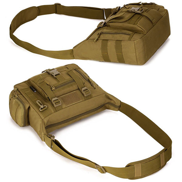 Tactical Olive Green Multi-Pocket Messenger Bag