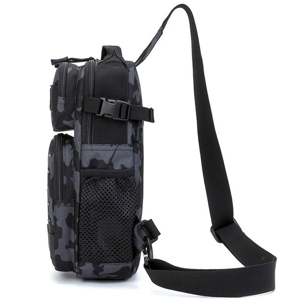 Dark Blue Camo Tactical Sling Bag with MOLLE
