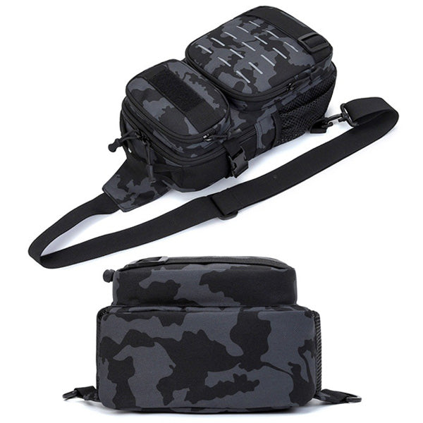 Dark Blue Camo Tactical Sling Bag with MOLLE