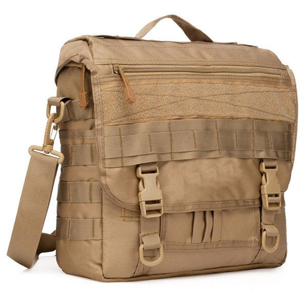Tactical Khaki Messenger Bag with MOLLE Webbing