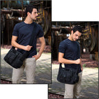 Black Tactical Messenger Bag with Quick-Release Buckle