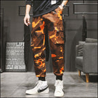Men's Orange Print Camouflage Trousers