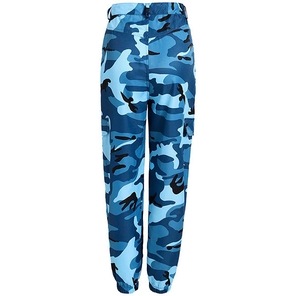 Blue Camo Cargo Jogger Pants