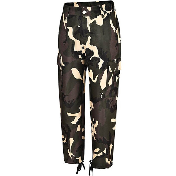 Women's Classic Camo Cargo Pants with Tie Cuffs