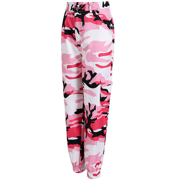 Women's High Waisted Pink Camo Joggers