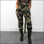 Women's Dark Grey Camo Cargo Jogger Pants