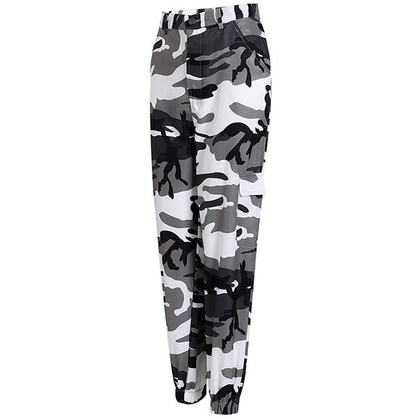 Women's Black White Camo Tapered Joggers