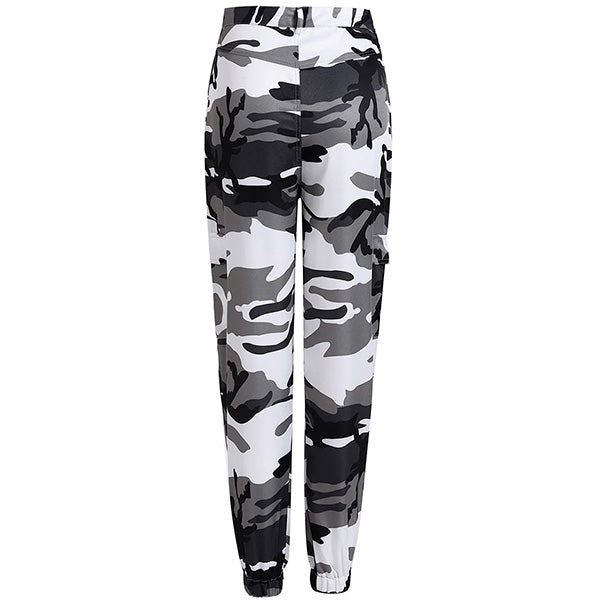 Women's Black White Camo Tapered Joggers