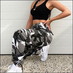 Women's Black White Camo Tapered Joggers