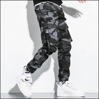 Men's Dark Grey Camo Cargo Joggers with Straps