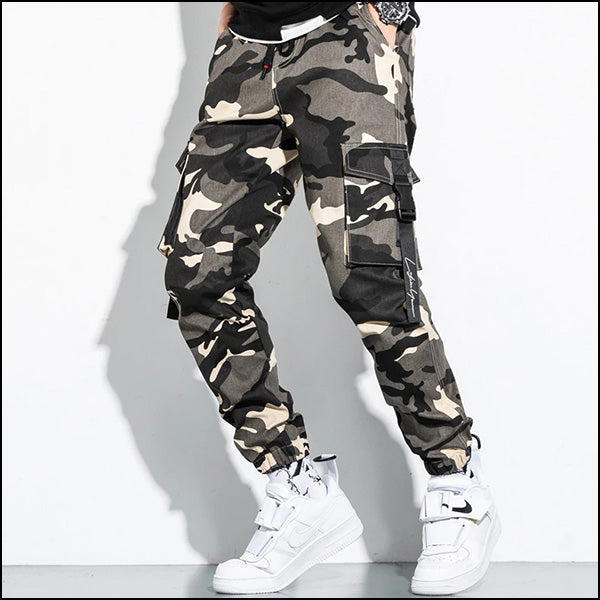 Men's Urban Camo Cargo Jogger Pants with Strap