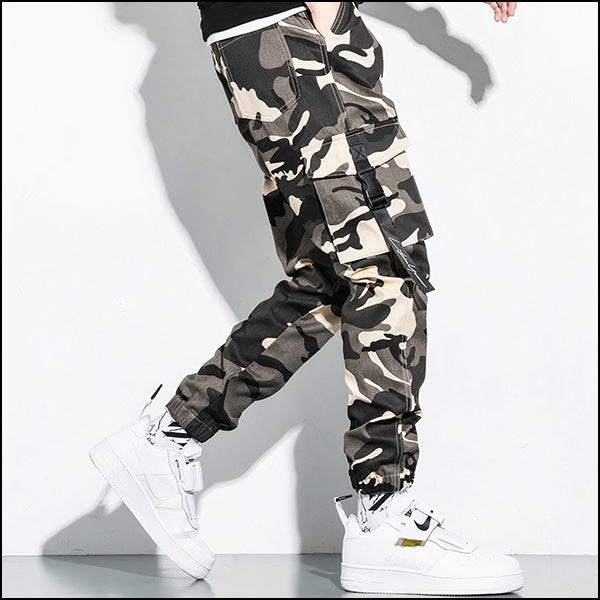 Men's Urban Camo Cargo Jogger Pants with Strap