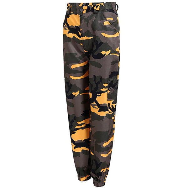 Women's Loose Fit Orange Camo Cargo Joggers