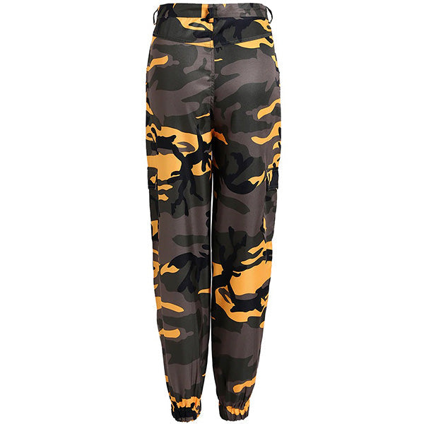 Women's Loose Fit Orange Camo Cargo Joggers