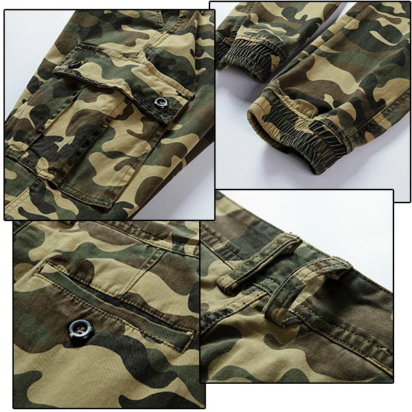 Men's Green Camo Cuffed Cargo Joggers