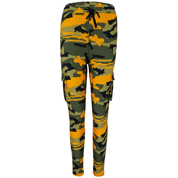 Women's Green Yellow Camo Cargo Joggers