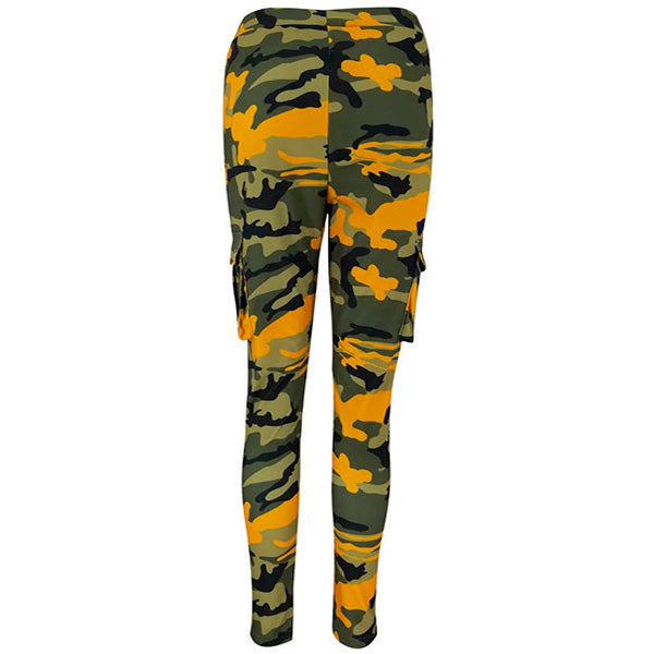 Women's Green Yellow Camo Cargo Joggers