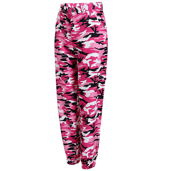 High-Waist Pink Camouflage Cargo Joggers
