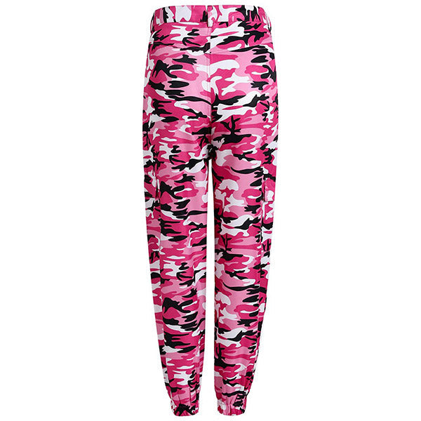 High-Waist Pink Camouflage Cargo Joggers