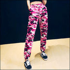 High-Waist Pink Camouflage Cargo Joggers