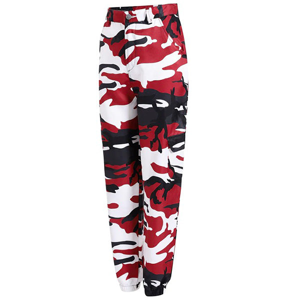 Women's Red White Black Camo Cuffed Pants
