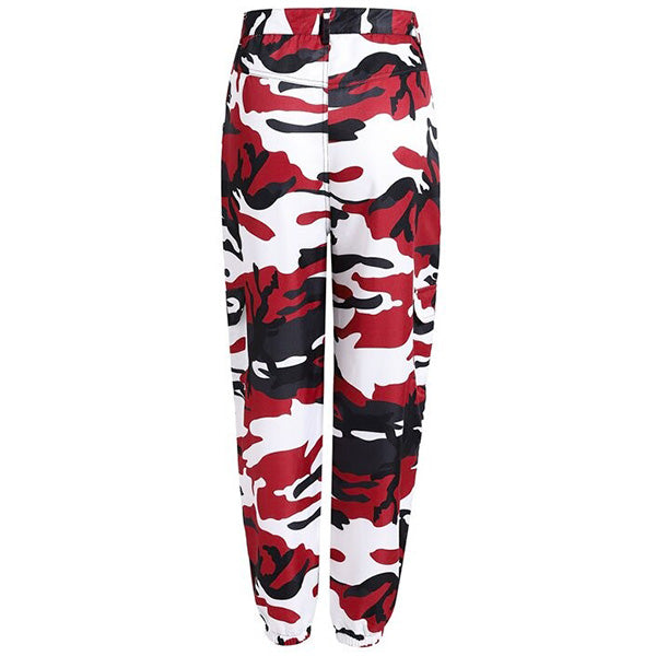 Women's Red White Black Camo Cuffed Pants