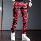 Men's Slim Fit Red Camo Jogger Cargo Pants