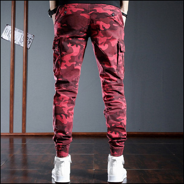Men's Slim Fit Red Camo Jogger Cargo Pants