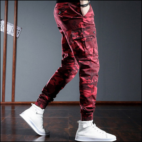 Men's Slim Fit Red Camo Jogger Cargo Pants
