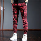 Men's Slim Fit Red Camo Jogger Cargo Pants