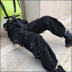 Black Wide Leg Techwear Cargo Pants